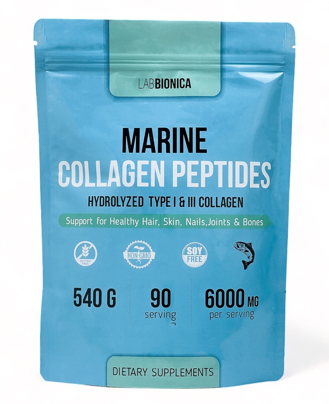 Коллаген морской гидролизованный 1 и 3 типа MARINE COLLAGEN порошок, 540 г