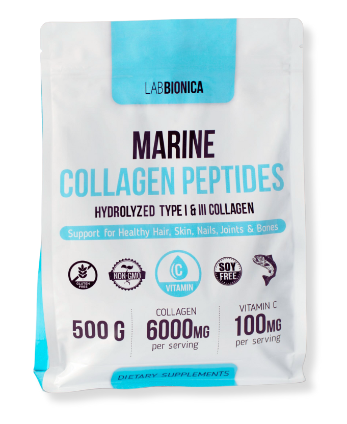 Коллаген морской 1 и 3 типа с витамином С MARINE COLLAGEN, 500 г